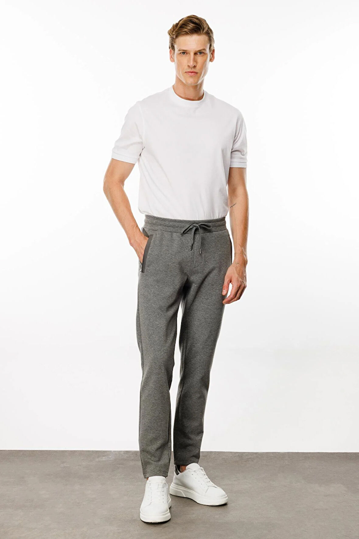 Erkek Cebi Kapitone Eşofman Altı Antra/Melanj