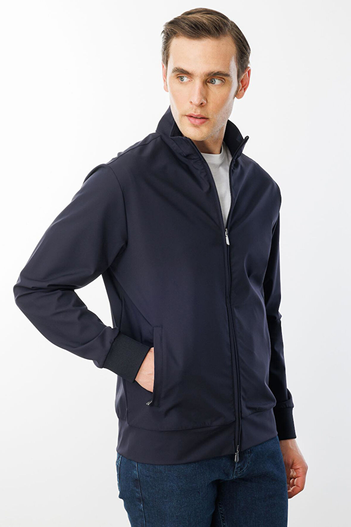 Erkek Hakim Yaka Yan Cepli Mont K.Lacivert