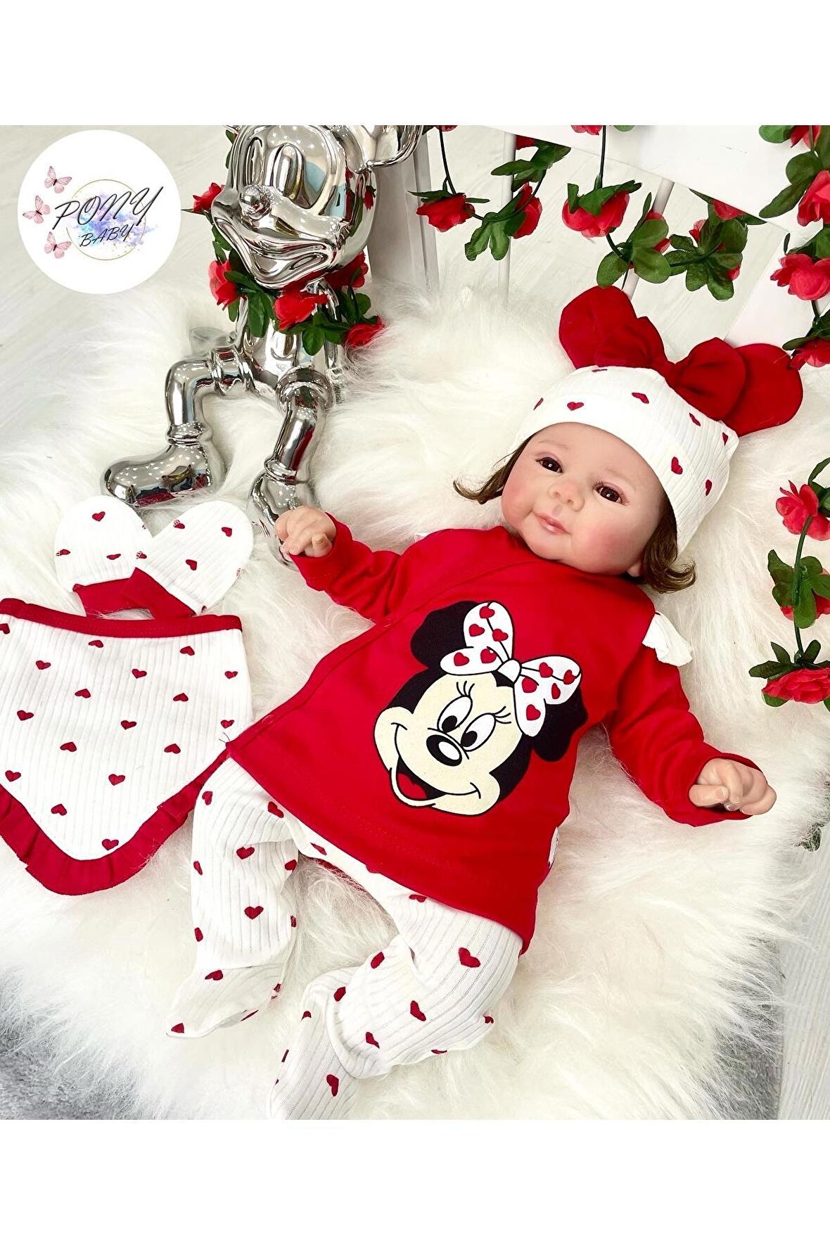 Minnie Mouse Baskılı 5’Li Hastane Çıkışı Kırmızı