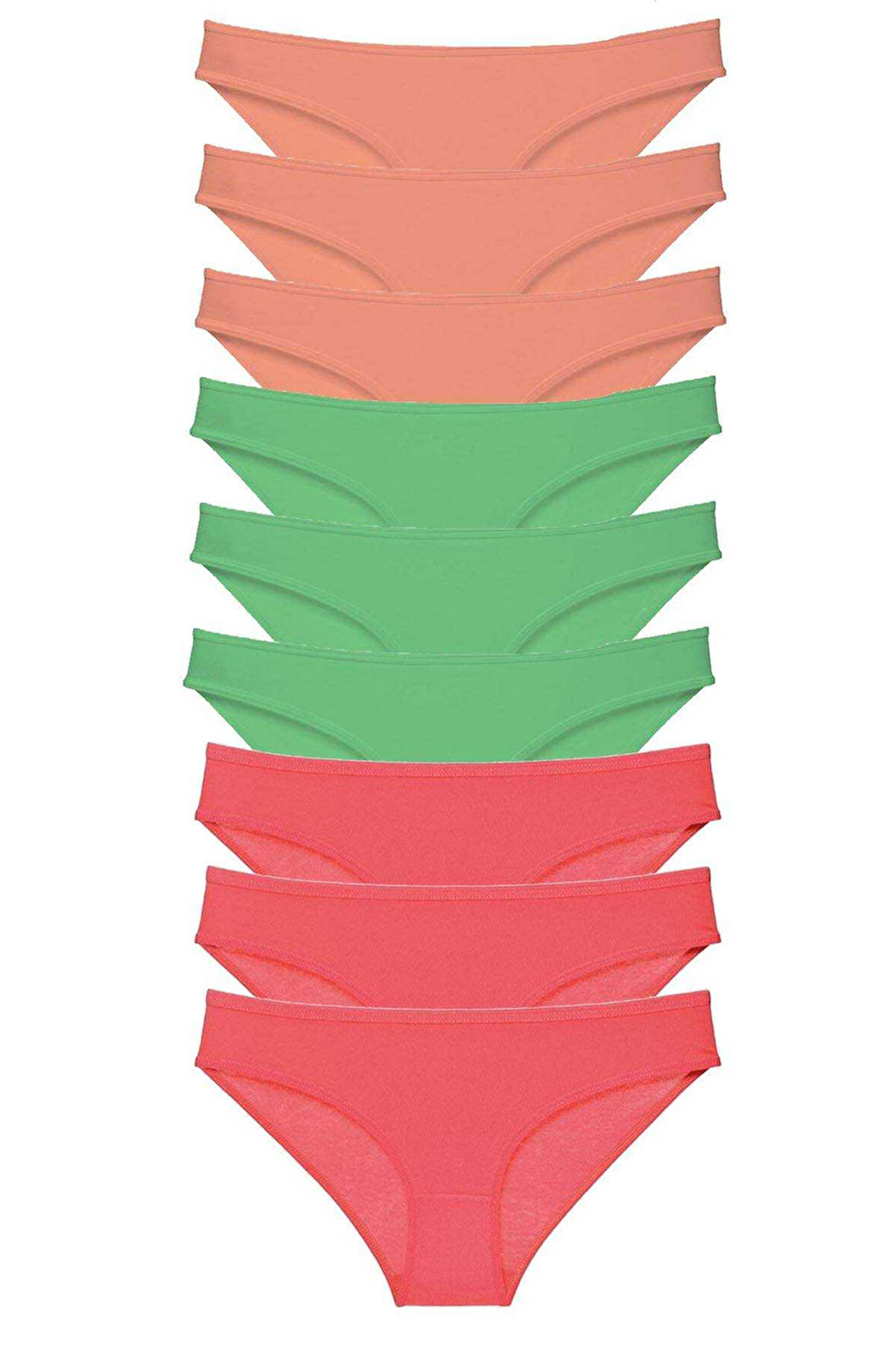 9 adet Süper Eko Set Likralı Kadın Slip Külot Pudra Yeşil Fuşya - Lisinya