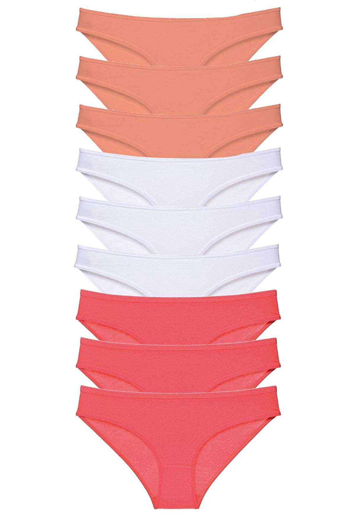 9 adet Süper Eko Set Likralı Kadın Slip Külot Pudra Beyaz Fuşya - Lisinya