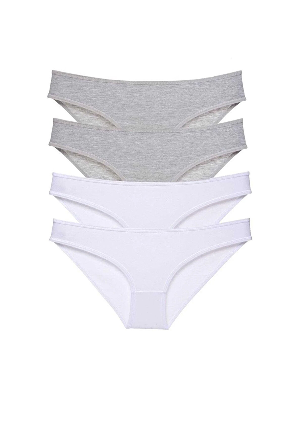 4 adet Süper Eko Set Likralı Kadın Slip Külot Gri Beyaz - Lisinya