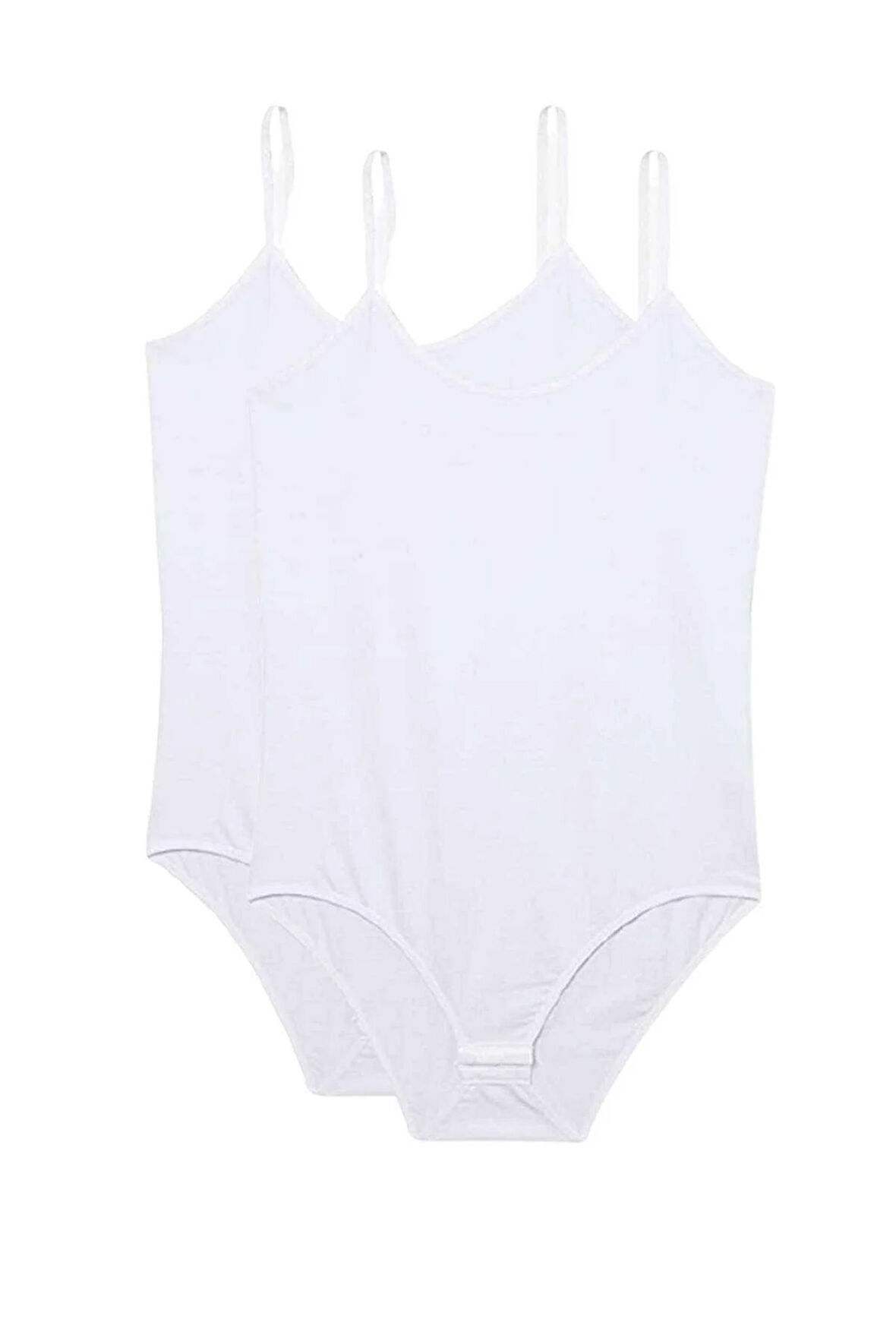 2 Adet İp Askılı Kadın Çıtçıtlı Body Beyaz - Lisinya