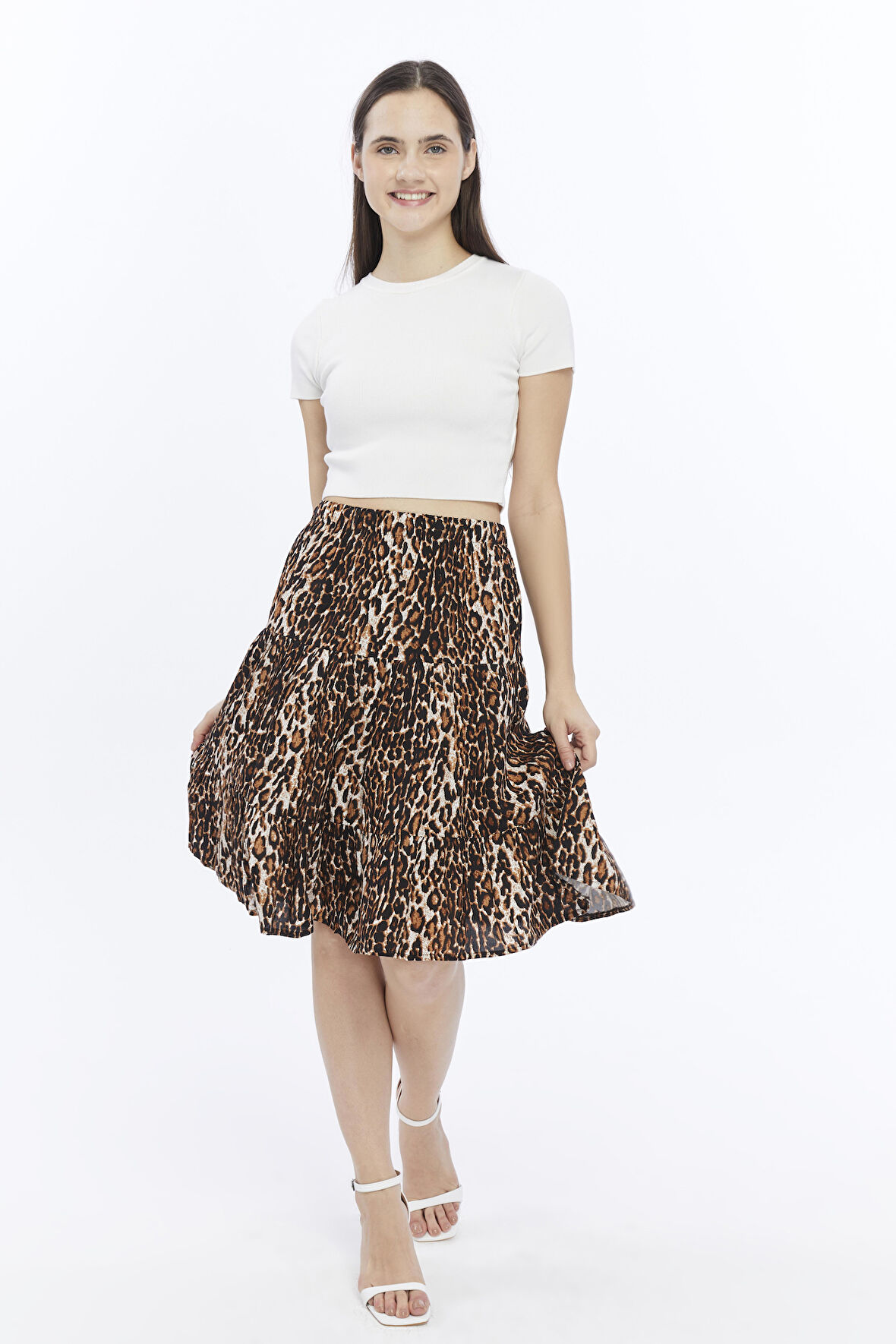 VİSKON KUMAŞ CAROLA MİDİ BOY ŞORT ETEK