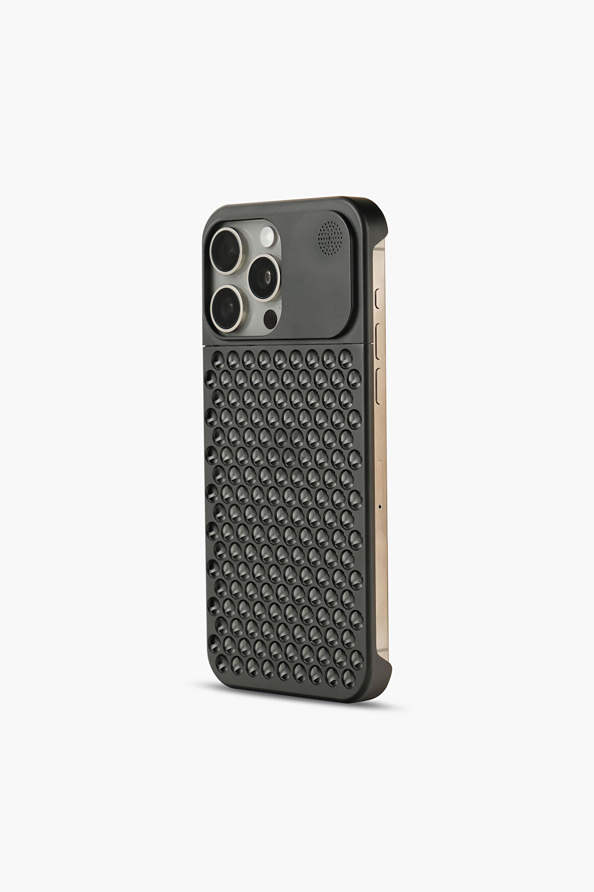 The Bulwark 14 Pro Max Black Magsafe Özellikli Alüminyum Alaşımlı,Kokulu Metal Kızaklı Telefon Kılıfı