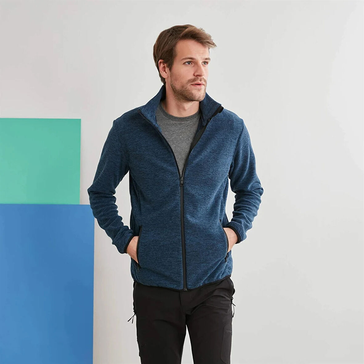 Exuma Tam Fermuarlı Erkek Sweatshirt