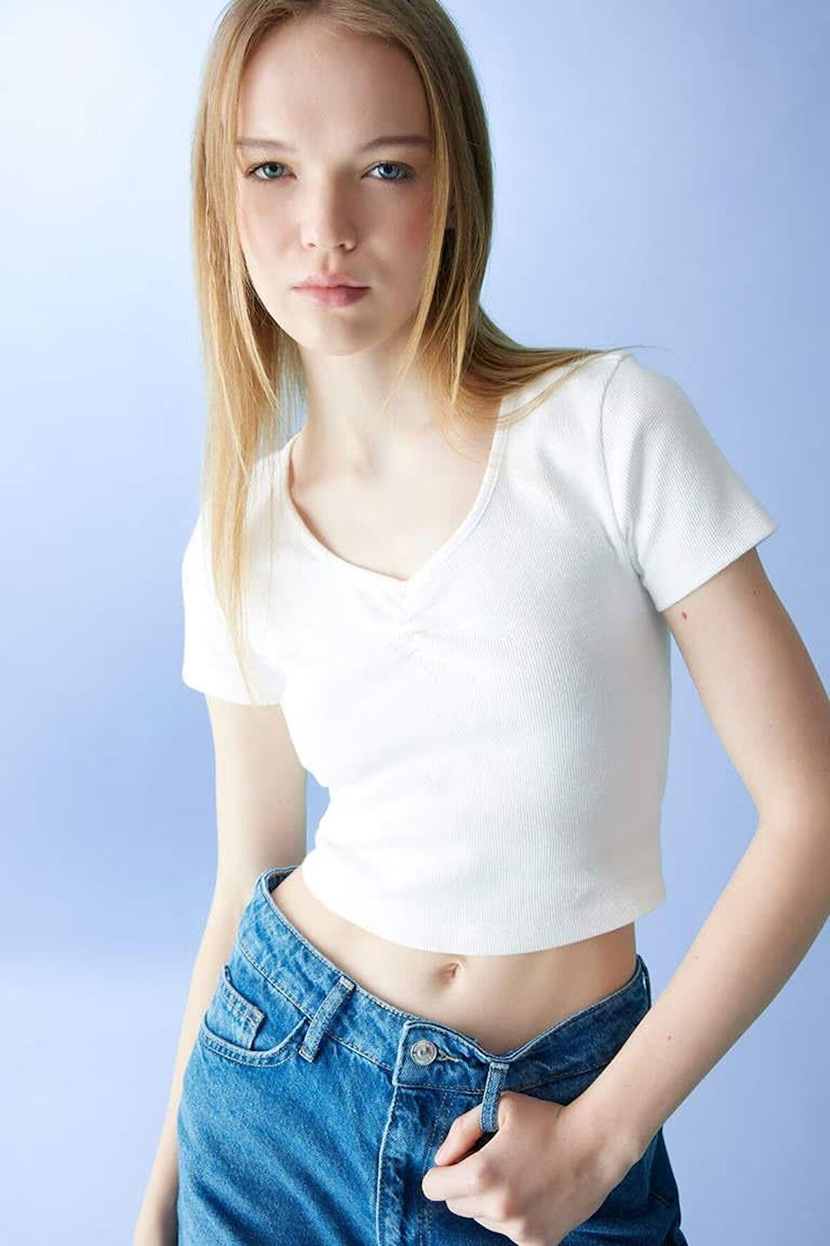 Defacto Coool Fitted Fitilli Kaşkorse Kısa Kollu Tişört C6920AX