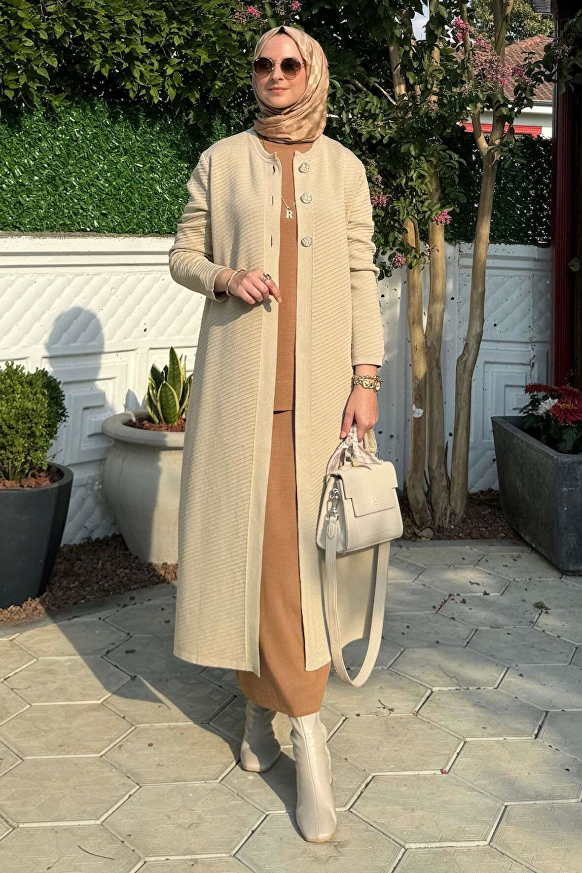 Sinem Çelik Örme Triko Hırka Taş