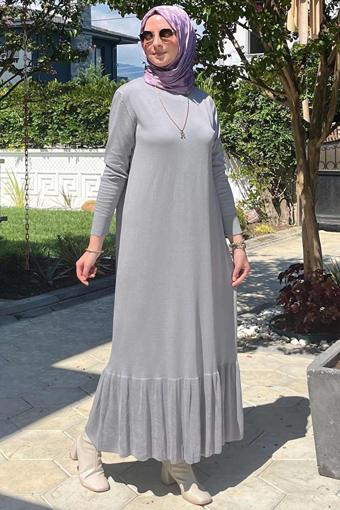 Rüya Gri Triko Elbise