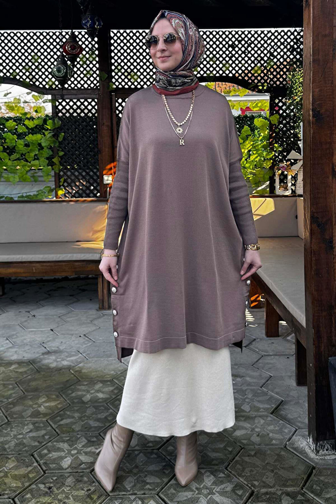 Sevda Triko Tunik Sütlü Kahve