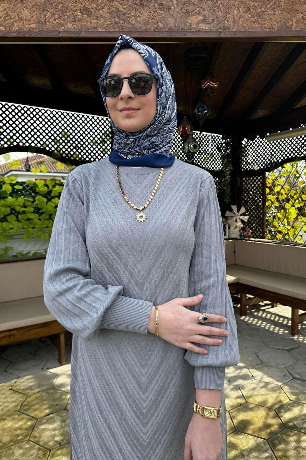 Yağmur Triko Elbise Gri