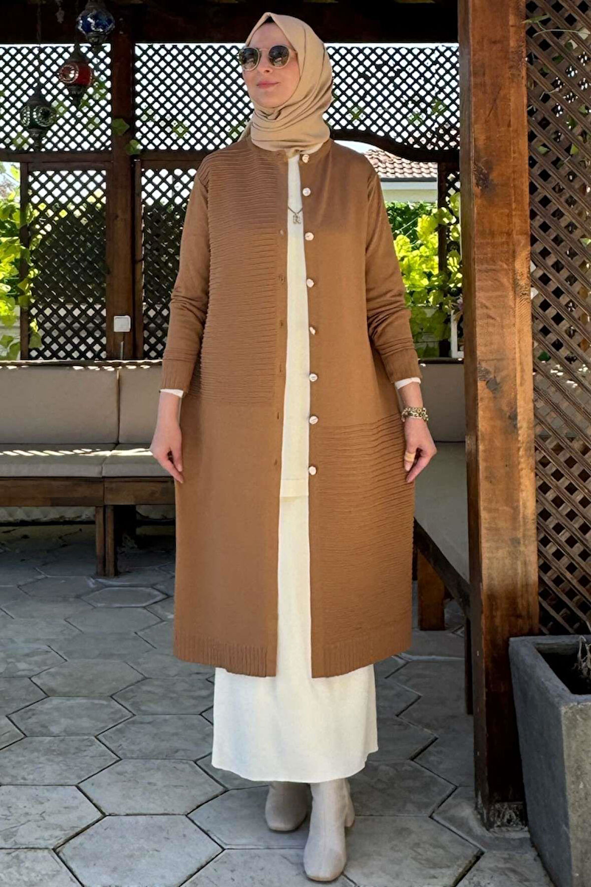 Manolya Camel Triko Hırka