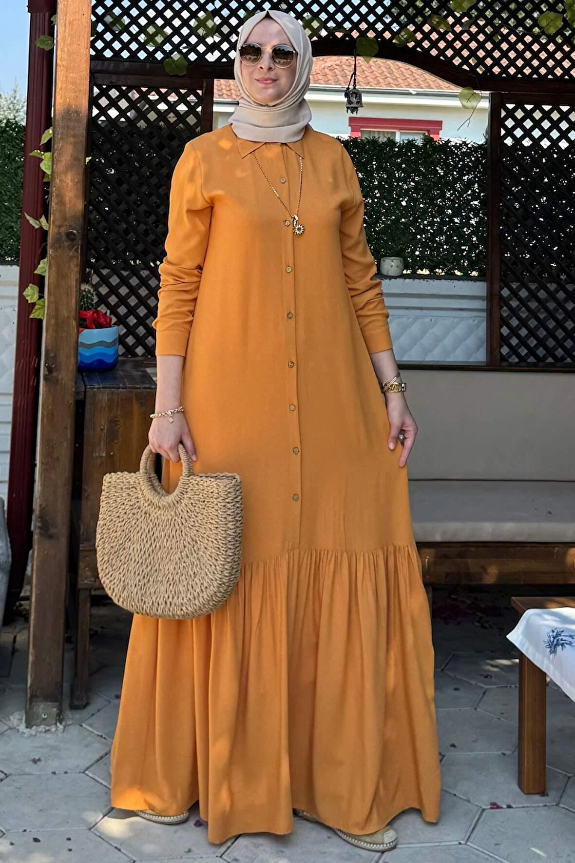 Süreyya Gömlek Elbise Hardal Sarısı