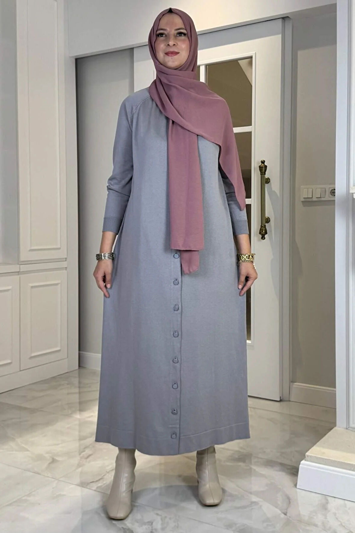 Ferace Triko Hırka Gri