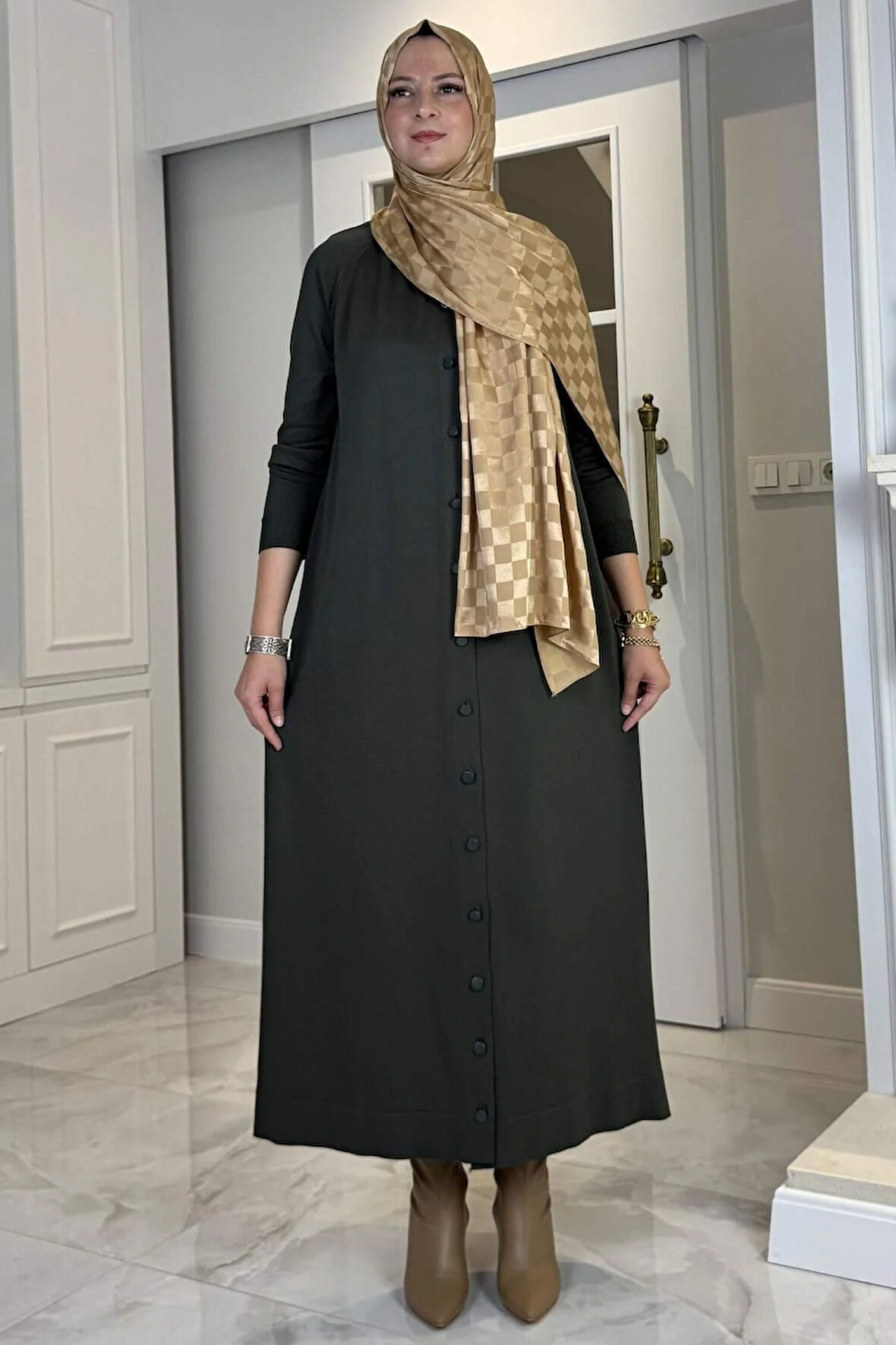 Ferace Triko Hırka Haki