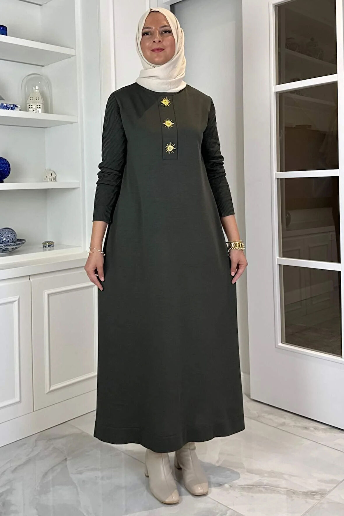 Güneş Triko Elbise Haki