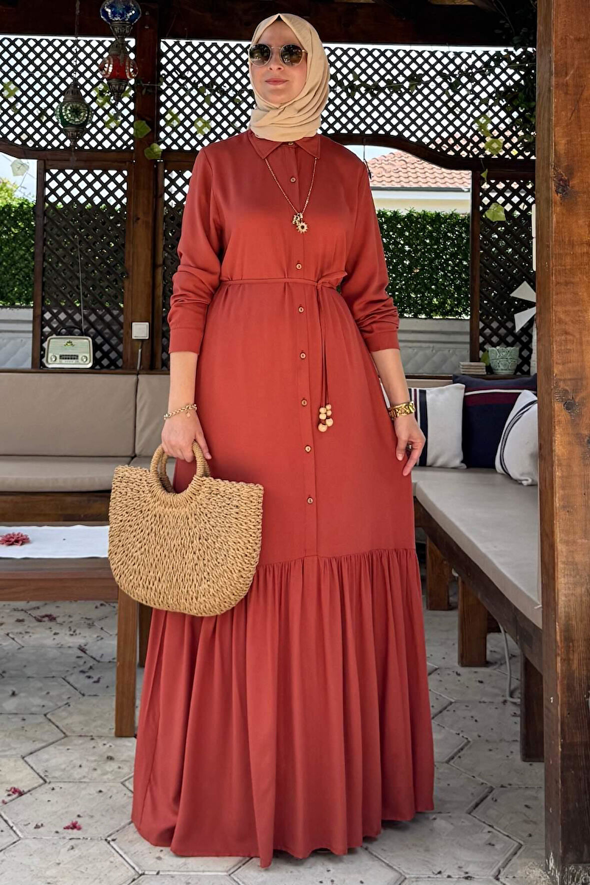 Süreyya Gömlek Elbise Kiremit