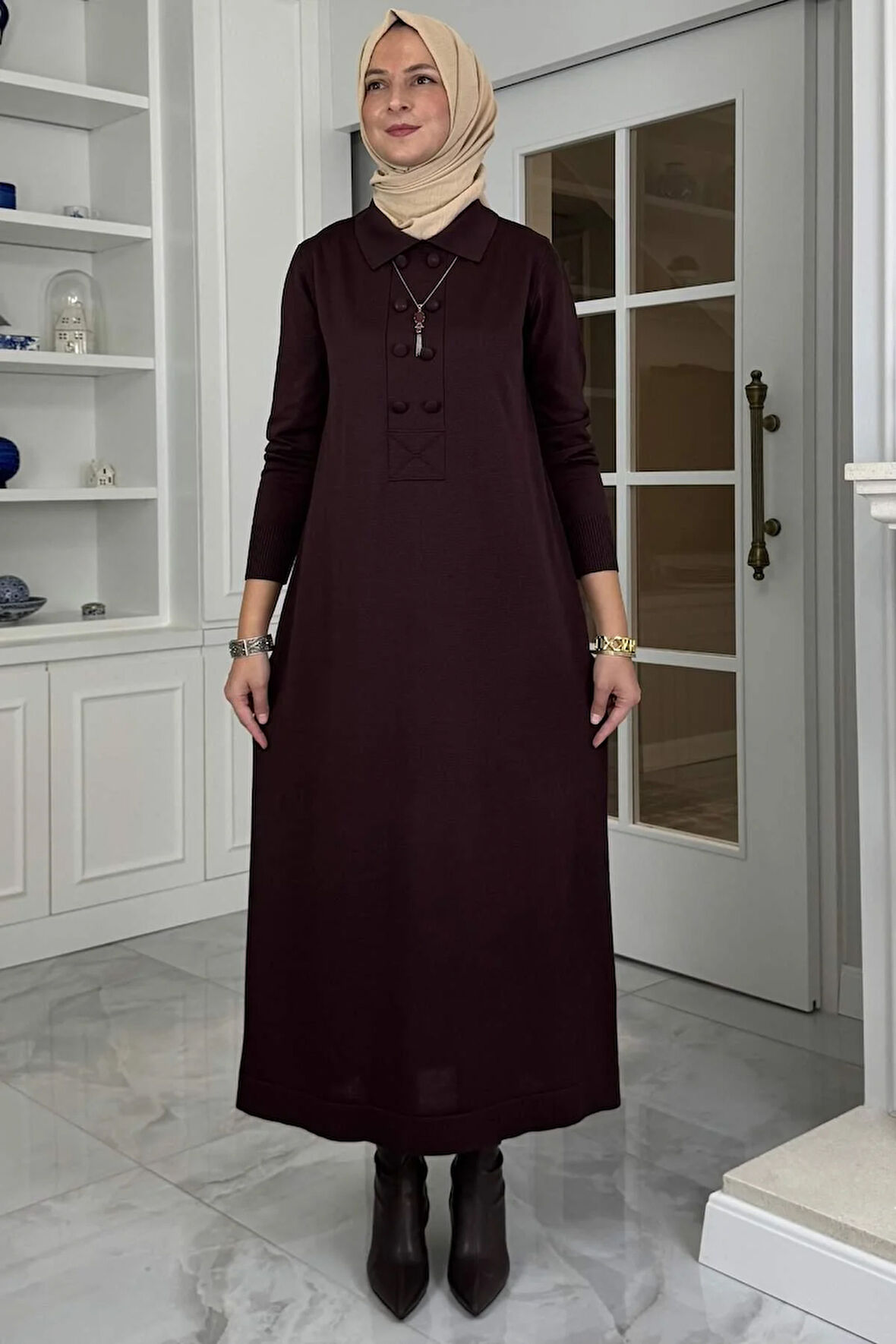 Laçin Triko Elbise Acı Kahve