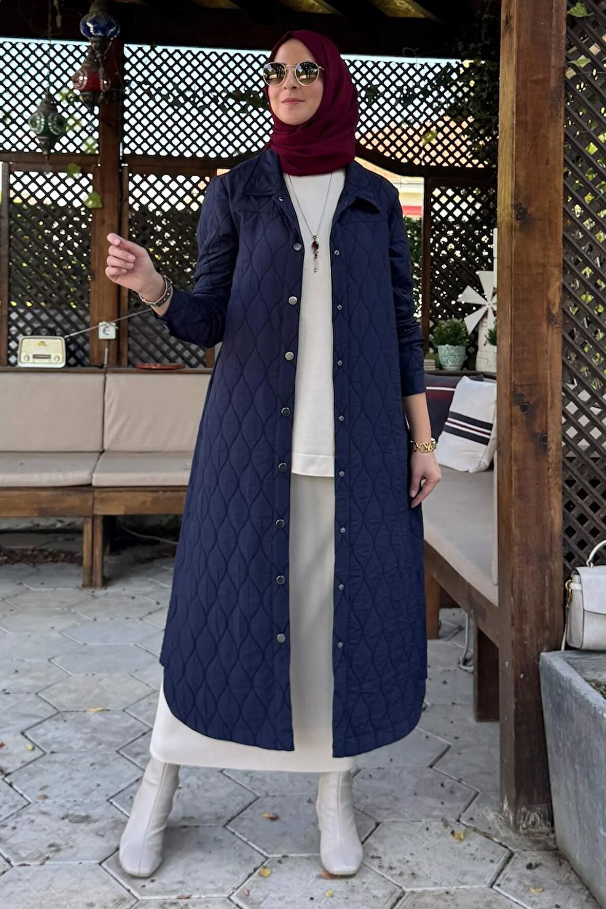 Elmas Kapitone Kap Lacivert