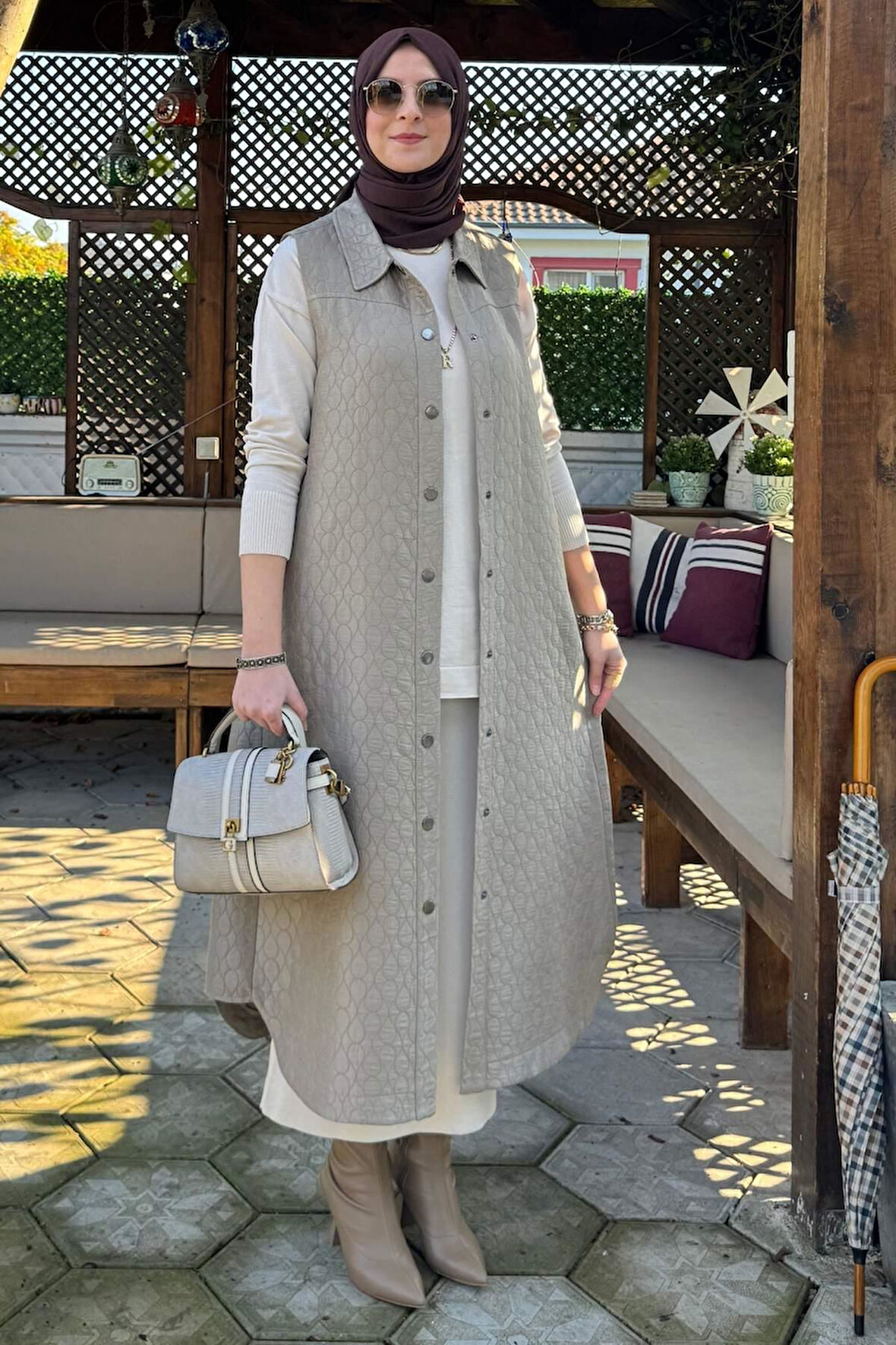 Safir Kapitone Yelek Vizon