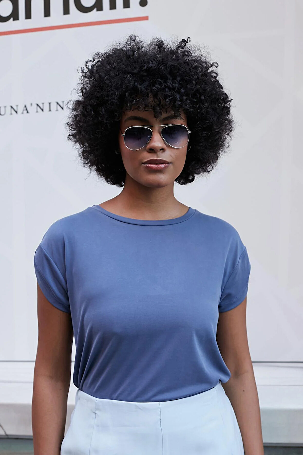 Kadın Modal Penye Geniş Sıfır Yaka Düşük Omuzlu Apoletli Kısa Kol T-shirt Bluz-İndigo