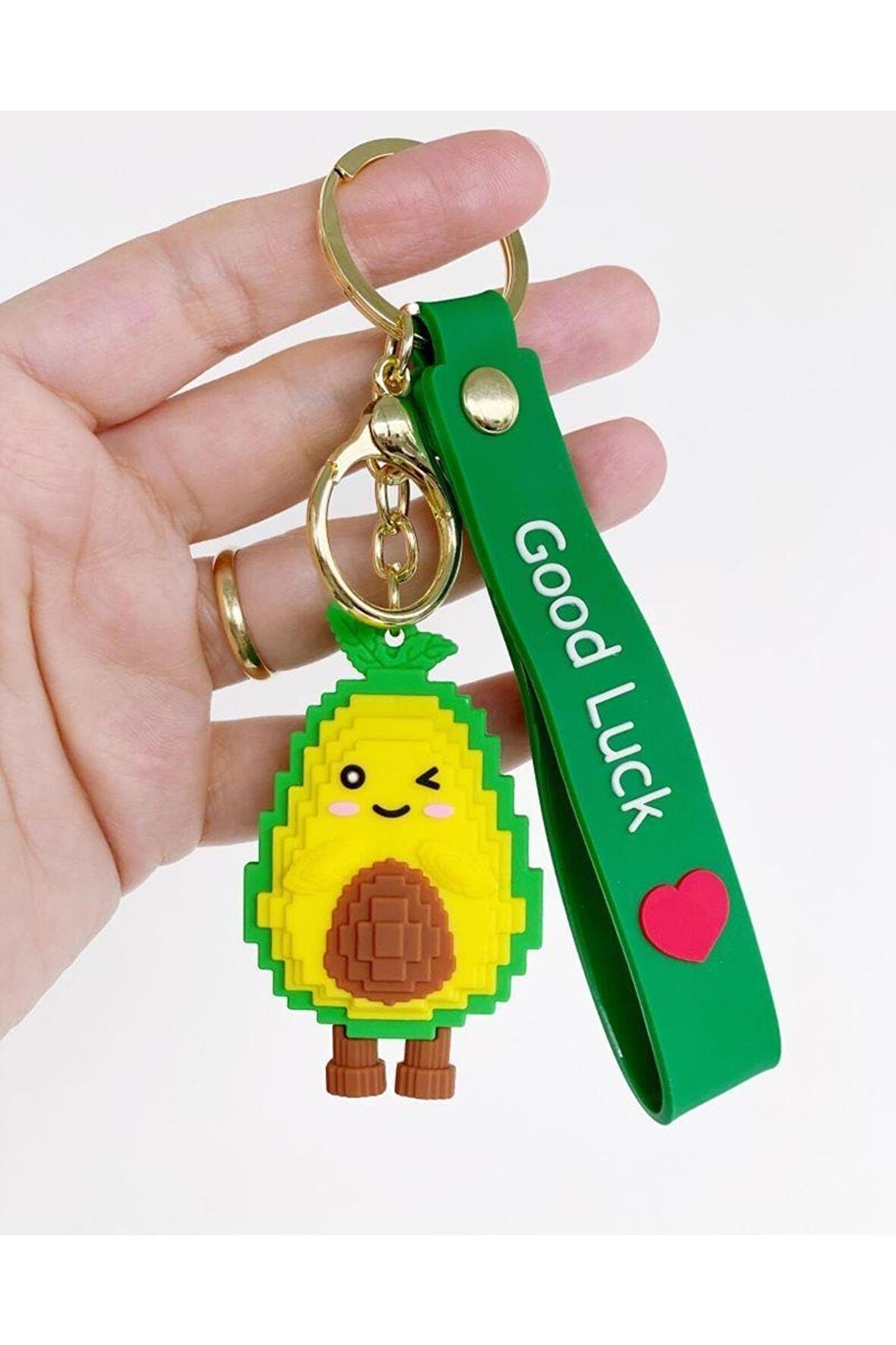 Sevimli Avokado Piksel Silikon Anahtarlık Çanta Süsü
