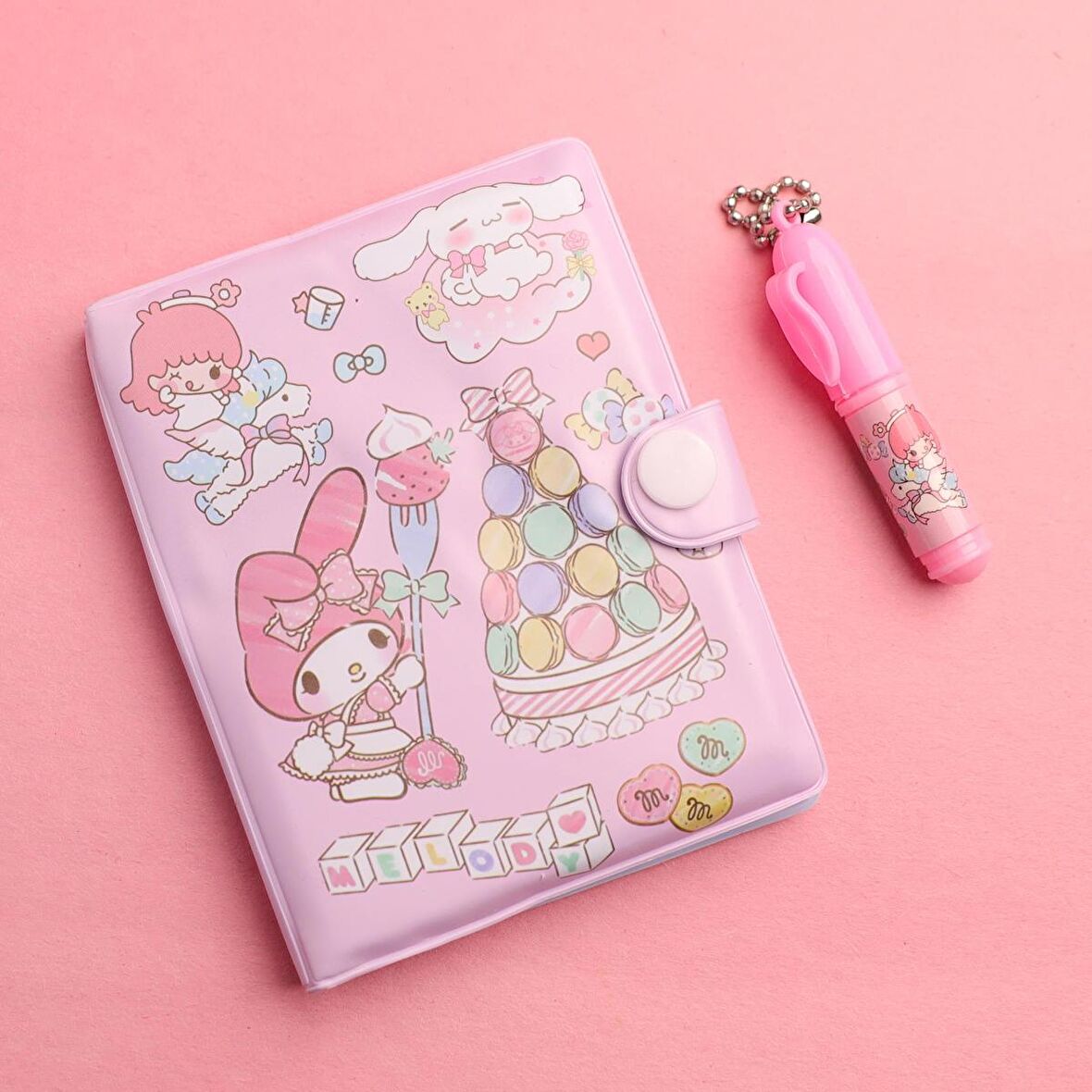 Kawaii Sanrioo Karakterler Mini Defter Kalem Set