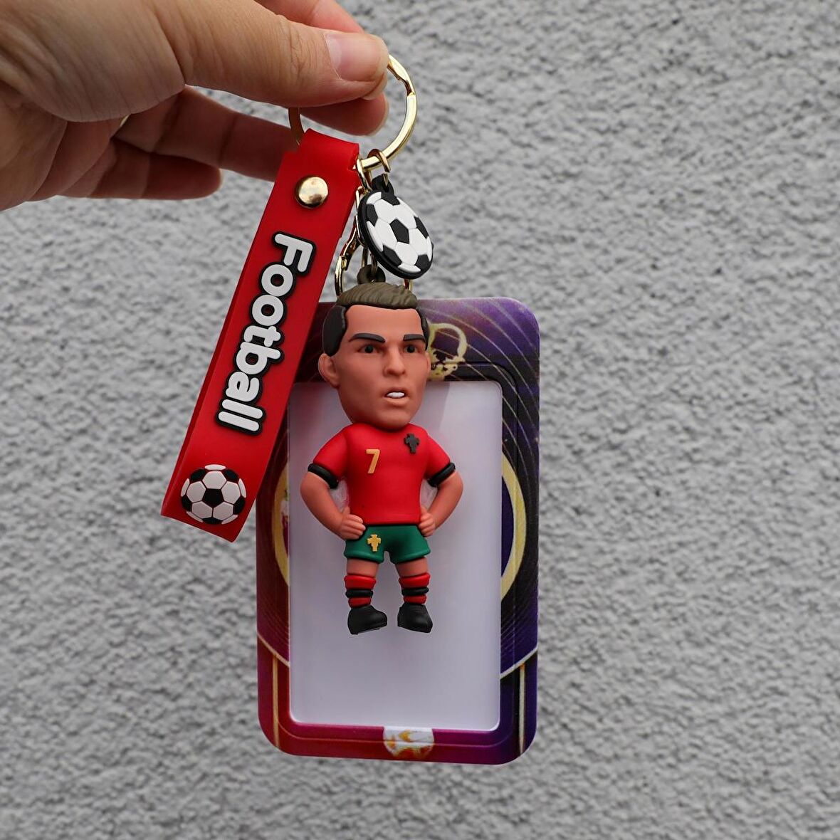 Ronaldo Figürlü Silikon Anahtarlık Kartlık 1Adet