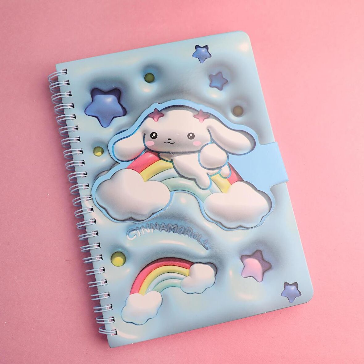 Sanrio Cinnamaroll Mıknatıs Kapaklı  3D A5 Boyu Defte