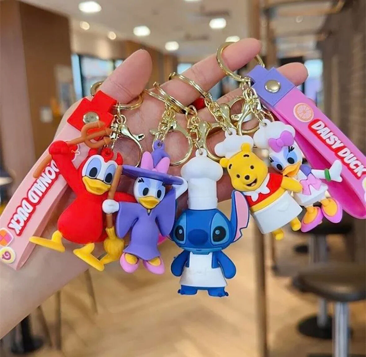 Disney Karakterleri 5 li Set Silikon Anahtralık Çanta Süsü