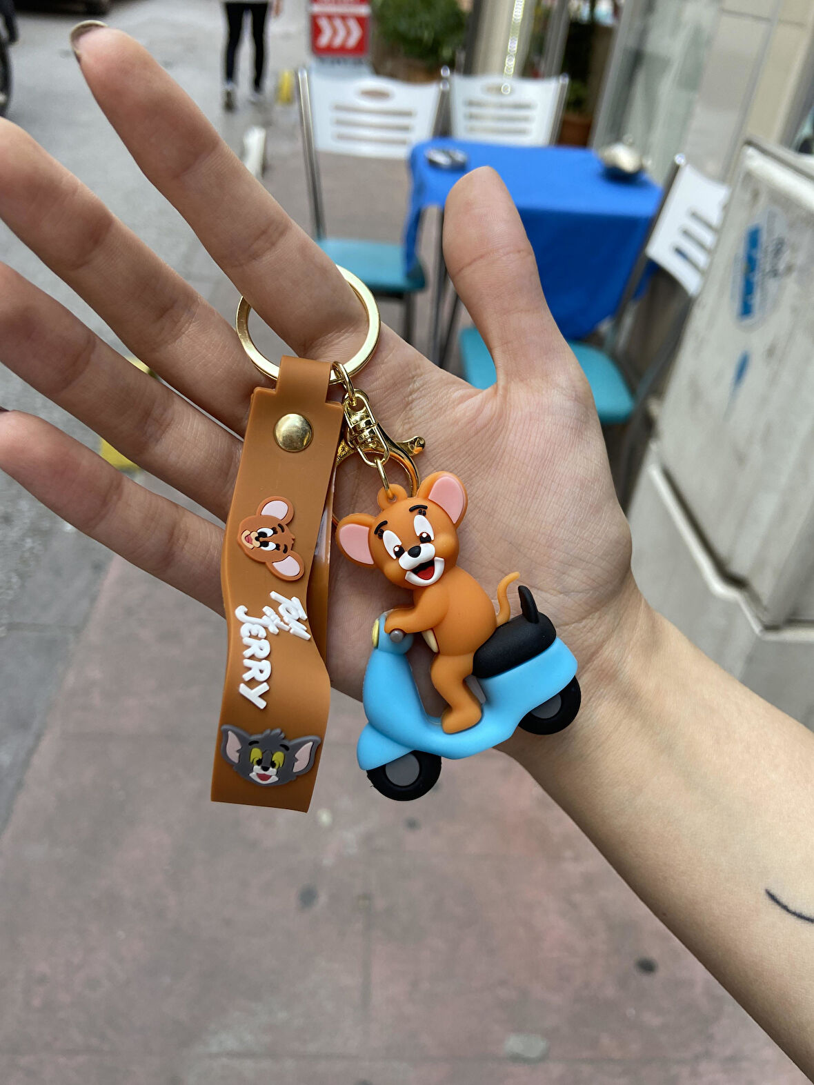 Tom&Jerry  Scooter Tasarımlı  Anahtarlık  Çanta Süsü  