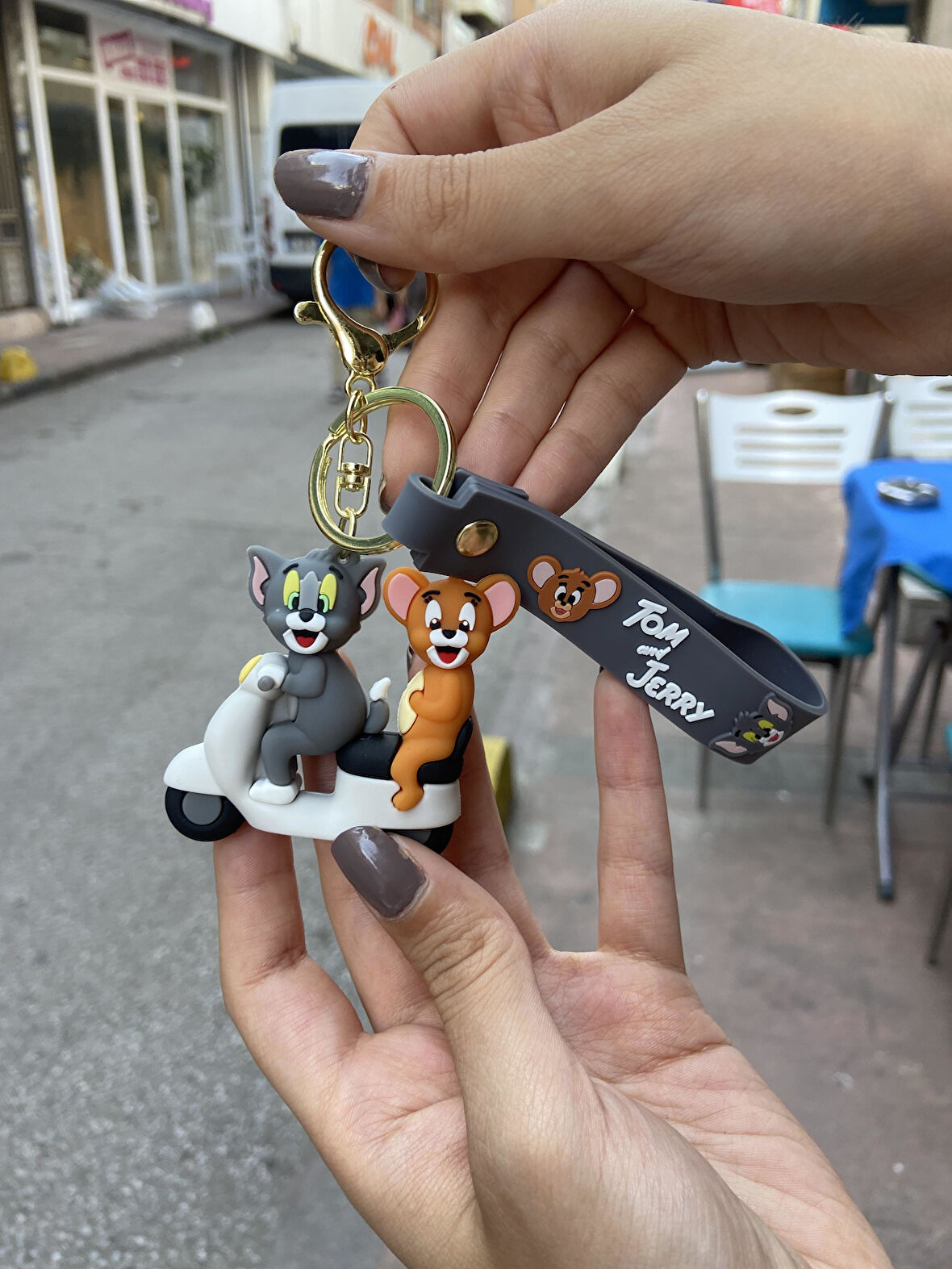 Tom&Jerry  Scooter Tasarımlı  Anahtarlık  Çanta Süsü  