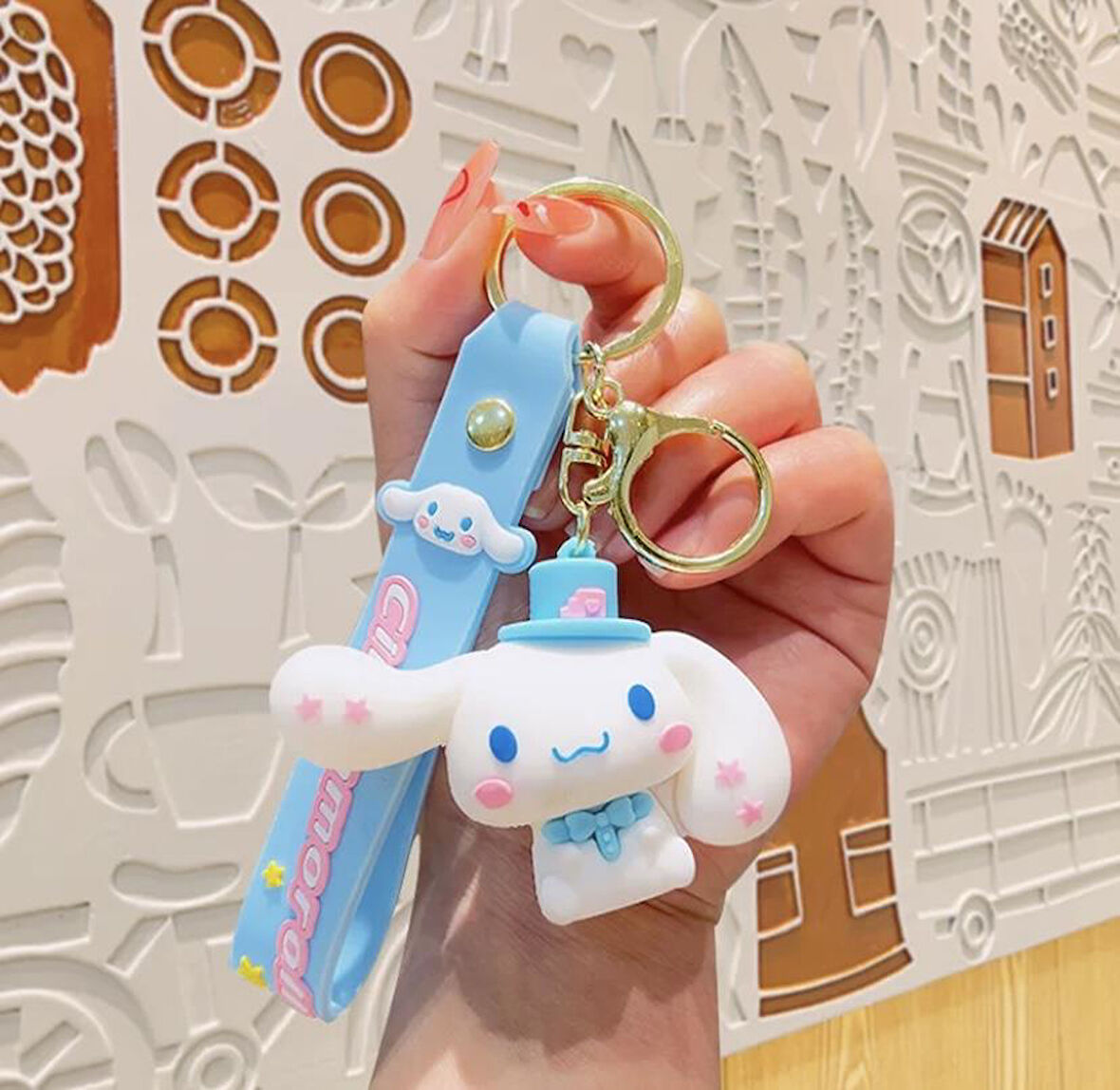 Cinnamaroll Tasarımlı Silikon Anahtarlık Çanta  Süsü 1 ADET