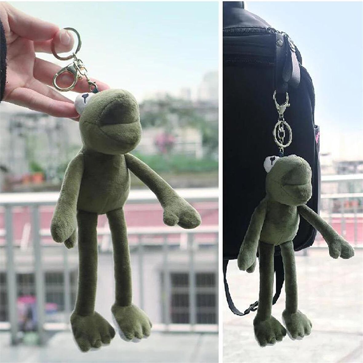  Yeşil Uzun Bacaklı Kurbağa Anahtarlık Çanta Süsü 15cm
