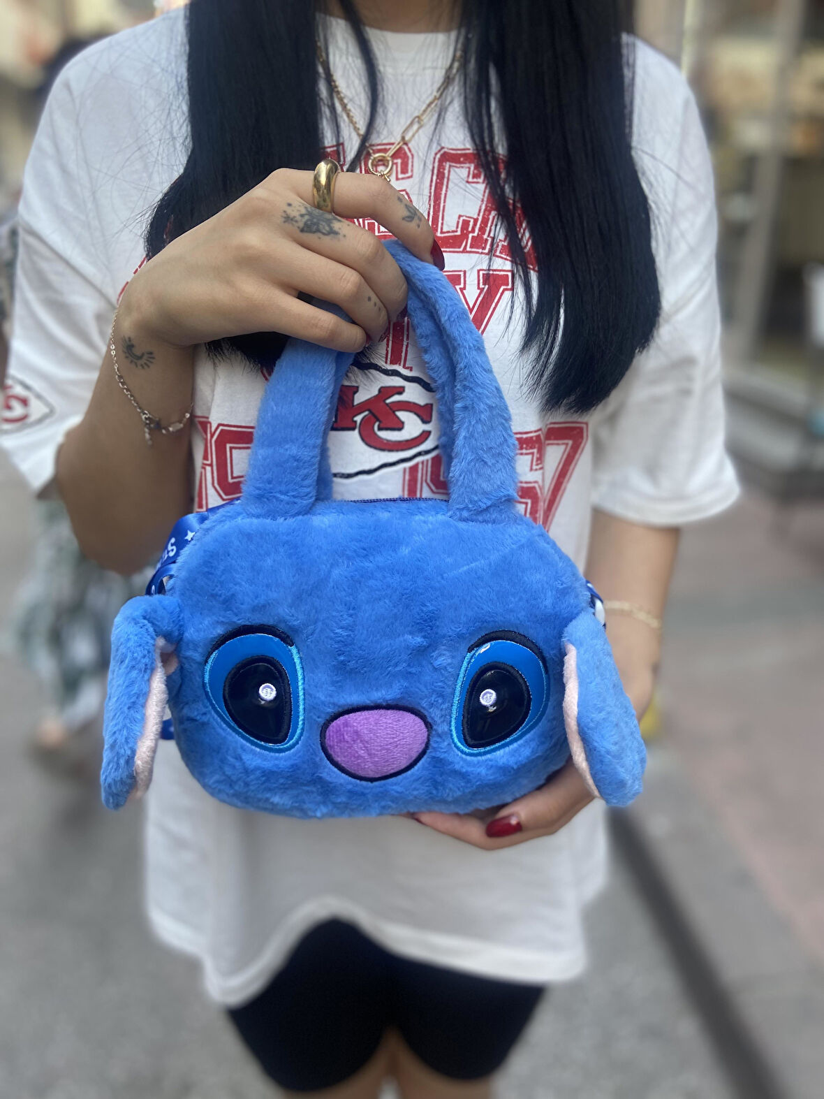 Sevimli Karakter Disney Lilo  Stitch Peluş Çapraz Çanta - Mavi 