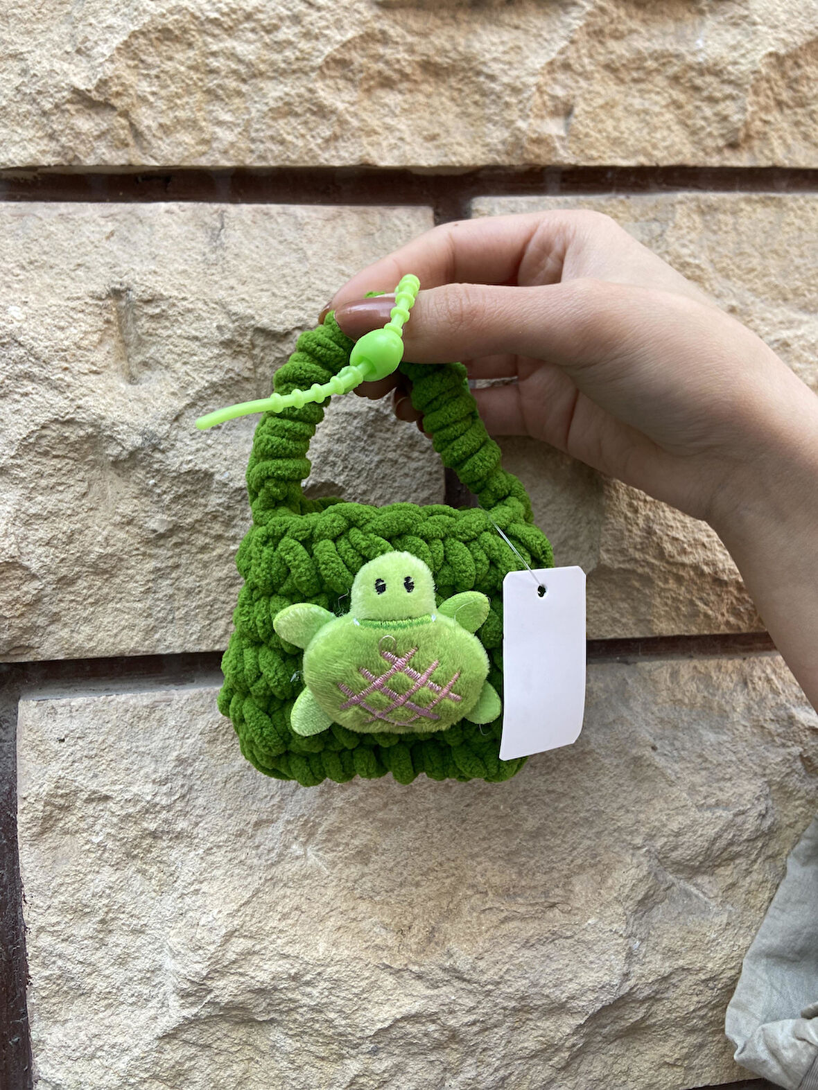 Sevimli Kaplumbağa Örgü Bozuk Para Cüzdanı Peluş Anahtarlık
