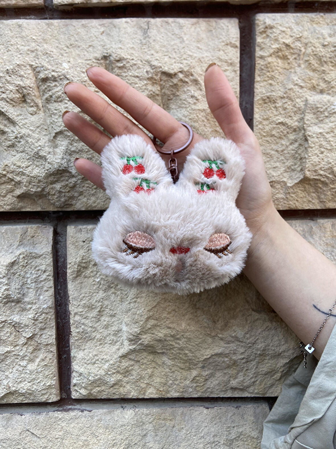 Sevimli Kedi Tasarımlı Peluş Anahtarlık