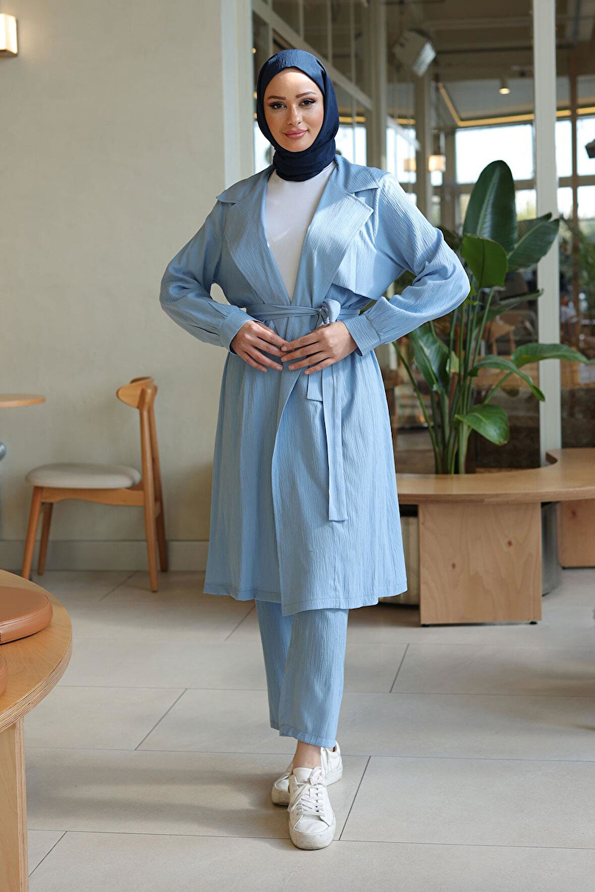 Ay Parça Detaylı Takım Bebe Mavisi