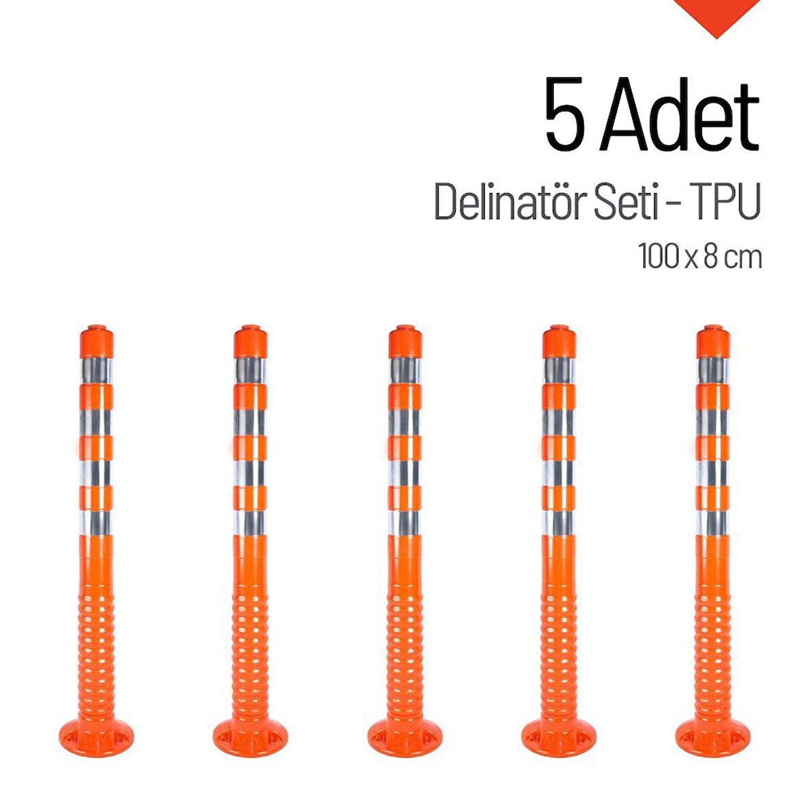 Delinatör 100 x 8 cm (TPU) 5 Adet, Esnek Trafik Bariyeri