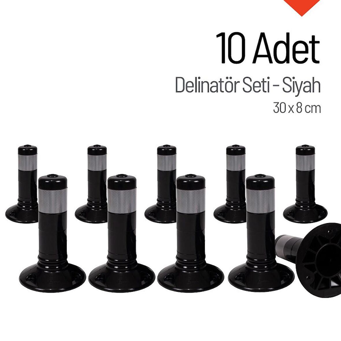 Delinatör 30 x 8 cm Siyah 10 Adet, Esnek Duba