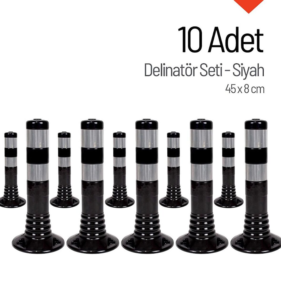 Delinatör 45 x 8 cm Siyah 10 Adet, Esnek Duba