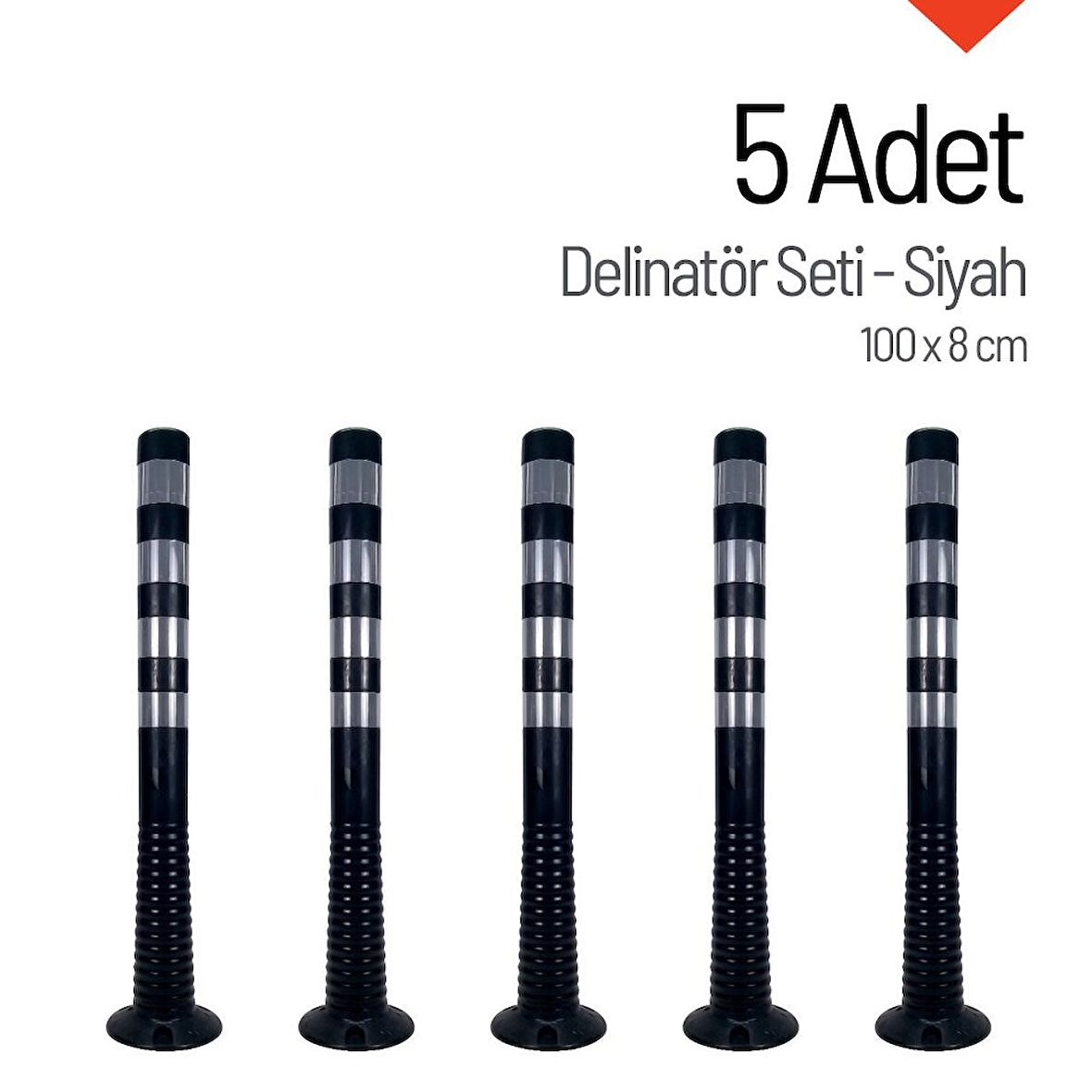 Delinatör 100 x 8 cm Siyah 5 Adet, Esnek Duba