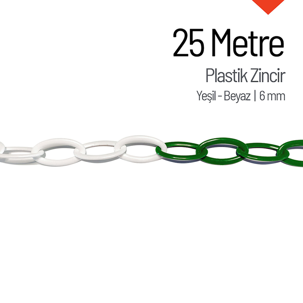 Plastik Zincir 6mm Yeşil-Beyaz 25 m