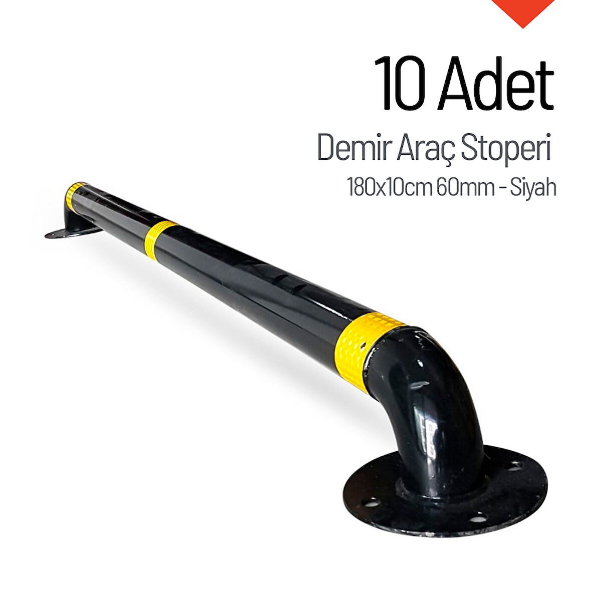 10'lu Demir Araç Stoperi Seti Siyah 180x10cm 60mm