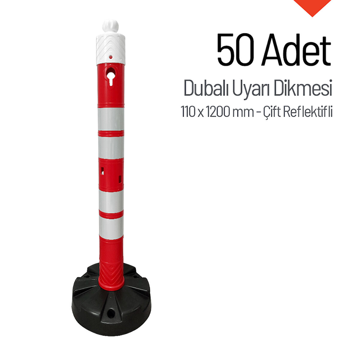 50'li Dubalı Uyarı Dikmesi Seti 110 x 1200 mm Çift Reflektifli