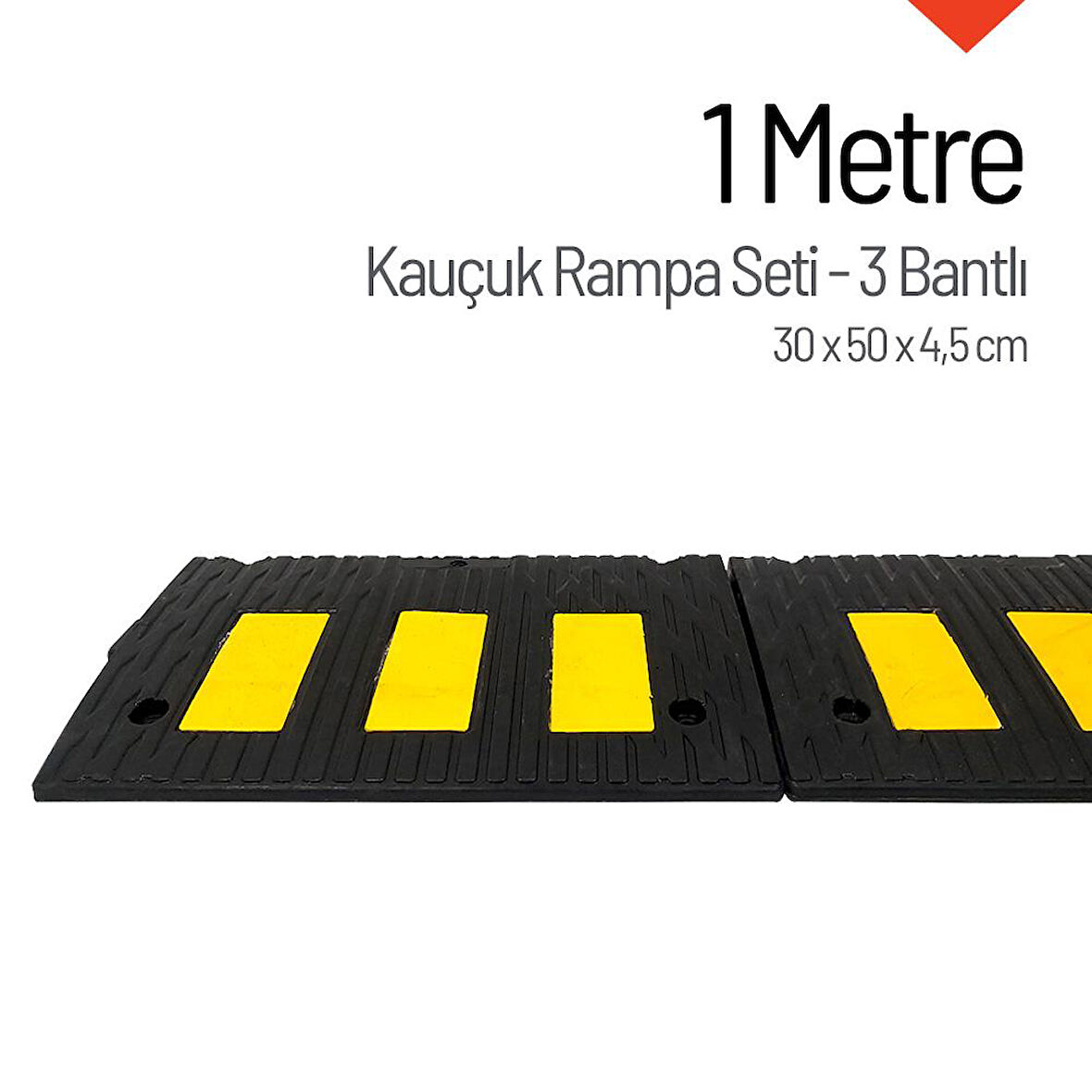 Kauçuk Rampa Set, Otopark Rampası, Kaldırım Rampası 30 x 50 x 4,5 cm - 3 Bantlı - 1 Metre