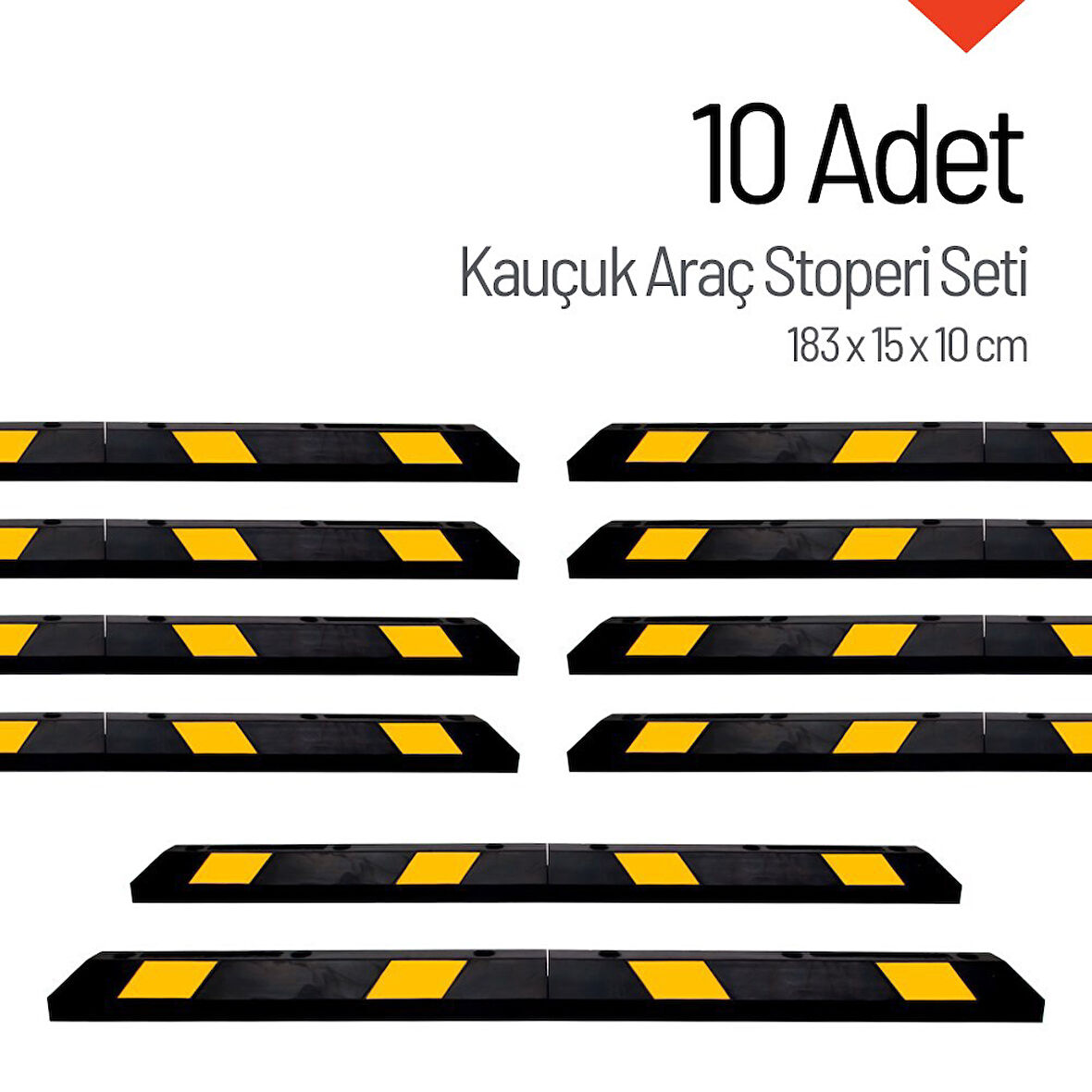 Kauçuk Araç Stoperi 183x15x10 cm 10 Adet İndirimli Set