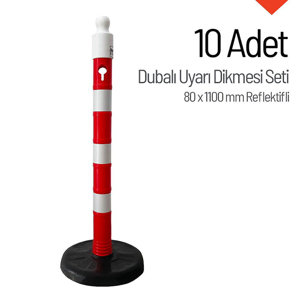 Dubalı Uyarı Dikmesi 80x1100mm Reflektifli 10`lu Set