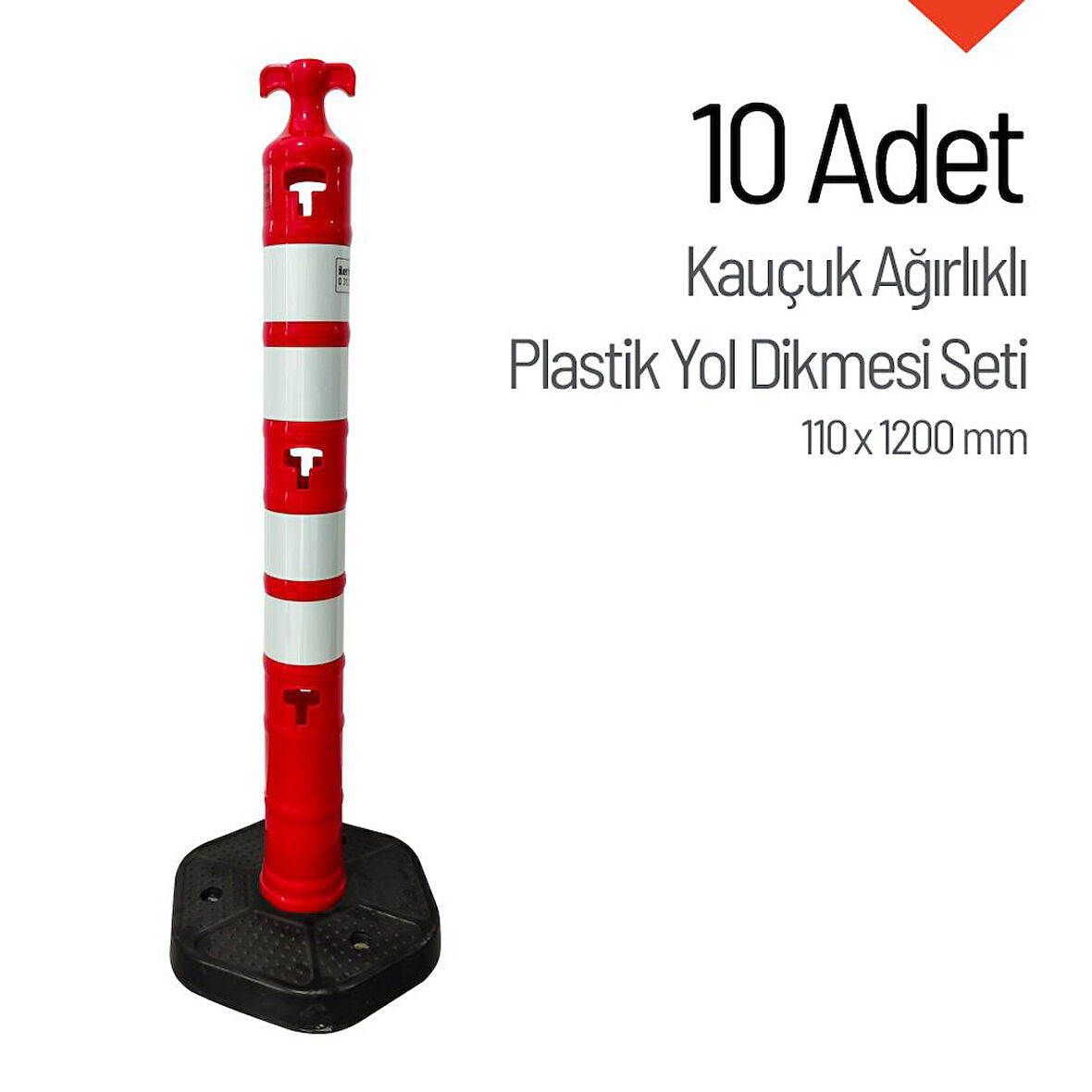 Kauçuk Ağırlıklı Plastik Yol Dikmesi 110x1200 mm 10'lu Set