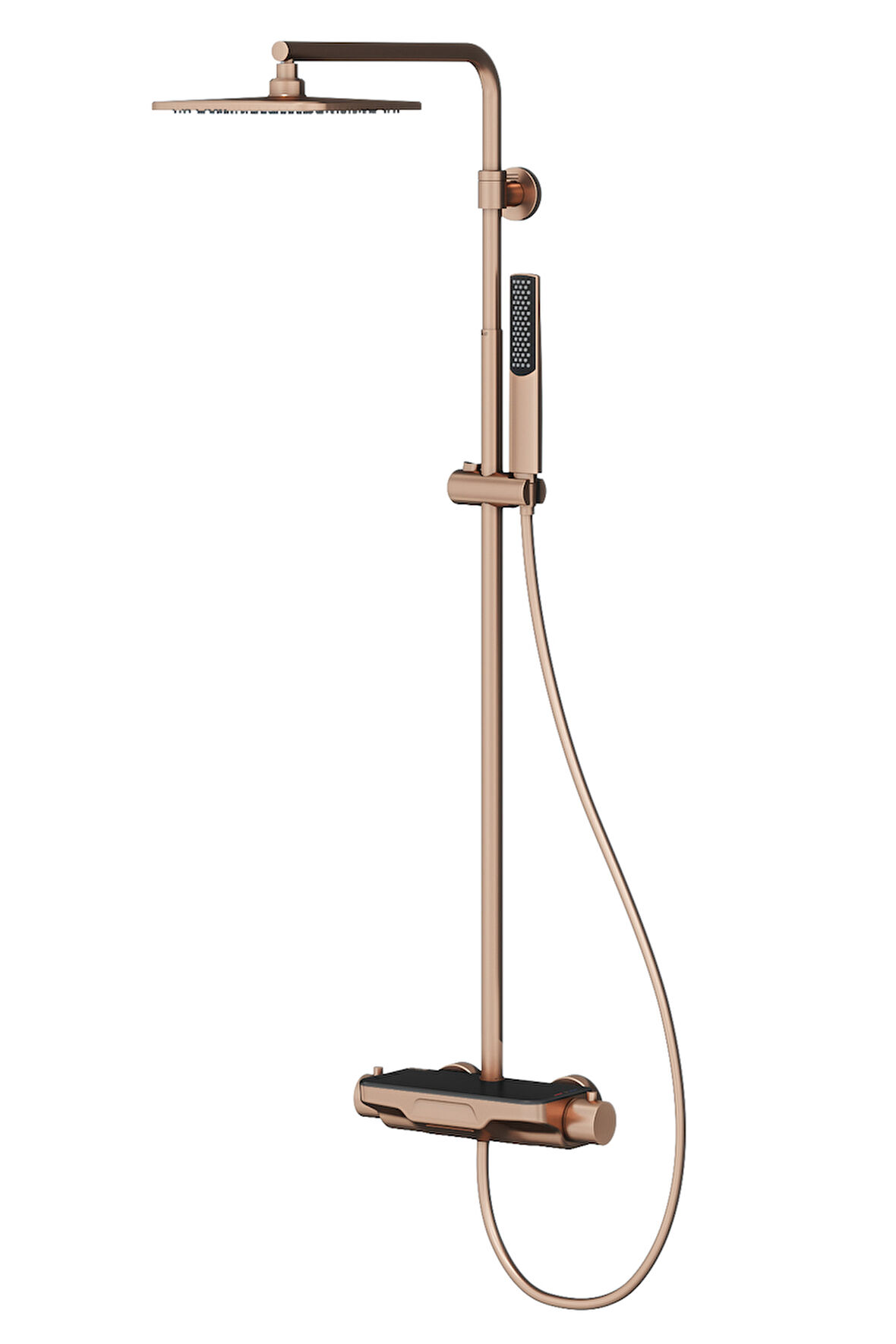 Perla Termostatik 3 Yönlü Duş Kolonu-Rose Gold /Siyah Cam